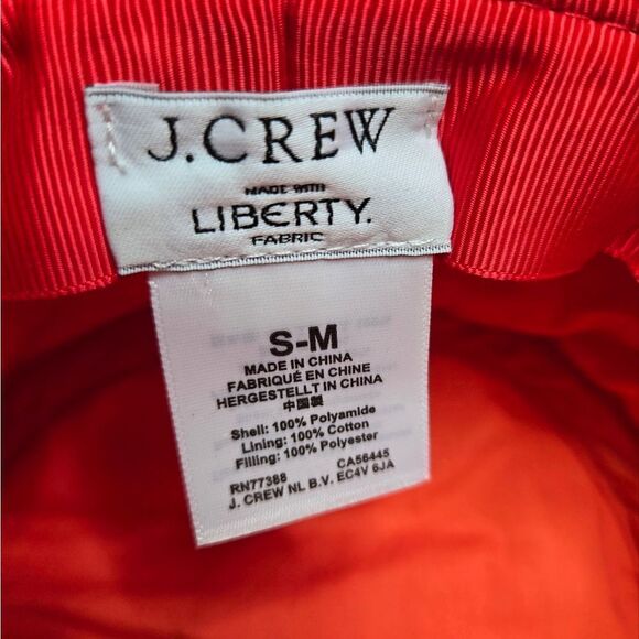 J CREW Liberty fabric puffer bucket hat with primaloft coral Toutouayette print - Picture 4 of 8